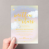 Geschreven in de sterren | Rainbow Baby shower Fro Acryl Uitnodigingen (Insitu (Draagbaar))