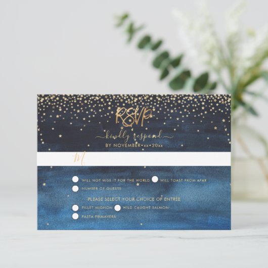 Geschreven in de sterren RSVP met maaltijd selecti Aankondiging (Staand voorkant)