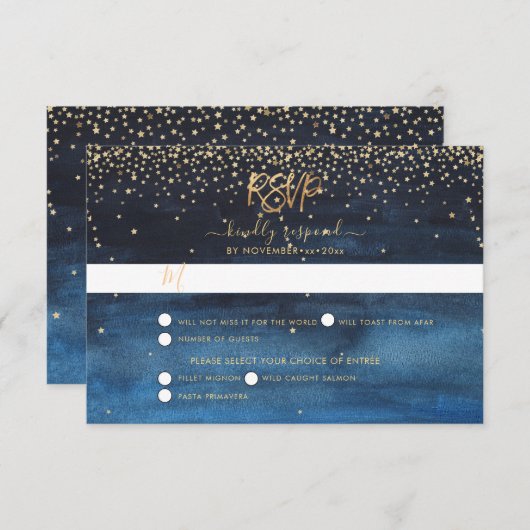 Geschreven in de sterren RSVP met maaltijd selecti Aankondiging (Voorkant / Achterkant)