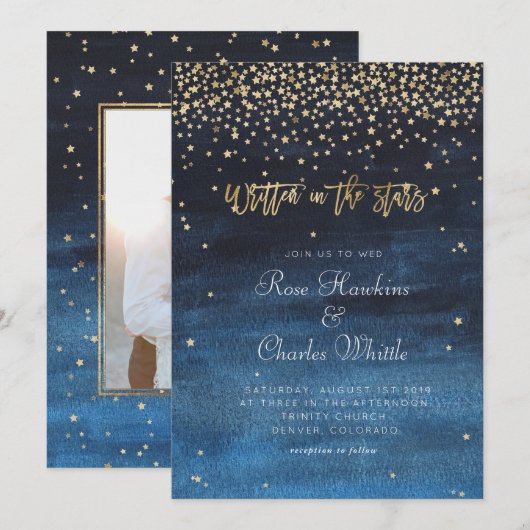 Geschreven in de uitnodiging voor het huwelijk van (Voorkant / Achterkant)