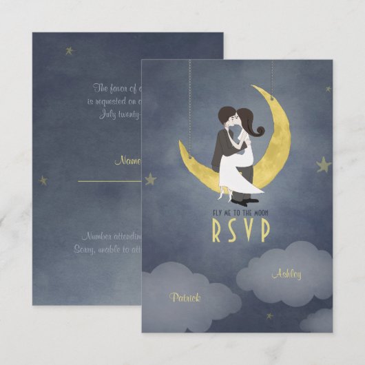 Geschreven in de uitnodiging voor RSVP-weddenschap (Voorkant / Achterkant)