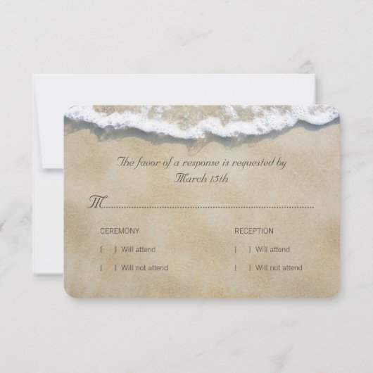 Geschreven in de Zand Beach Wedding RSVP Kaartje (Achterkant)