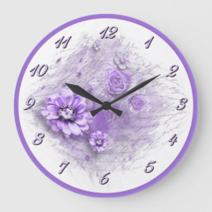 Geschreven in Floral Lavender Wall klok