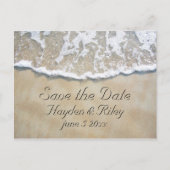 Geschreven in het zandstrand Save the Date Aankondigingskaart (Voorkant)