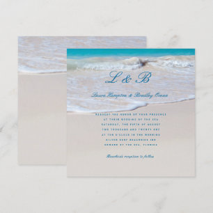 Geschreven in Sand Tropical Beach Wedding Invitati Kaart