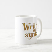 Geschreven in Syntax – Elegante Gouden Programmeur Koffiemok (Voorkant rechts)