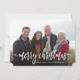 Geschreven Kerstmis in Black Photo Holiday Feestdagenkaart