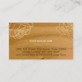 Geschreven rozen bloem op hout, sieradenontwerper visitekaartje (Achterkant)