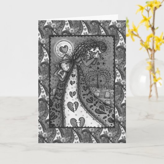 GESCHREVEN WEEPENDE VALENTIJN, CEMETERY Blank Kaart (Gele Bloem)