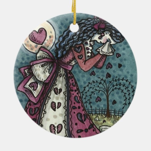 GESCHREVEN WEEPENDE VALENTIJN, GOTHIC VOOR METERE  KERAMISCH ORNAMENT (Achterkant)