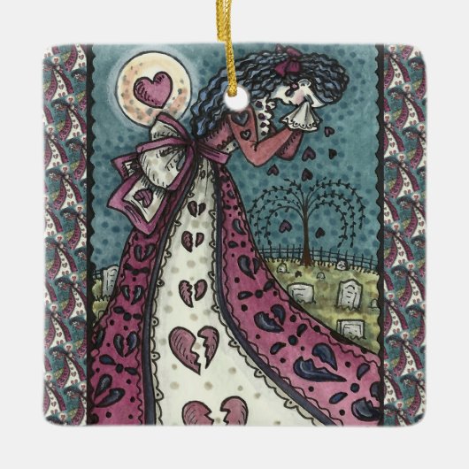 GESCHREVEN WEEPENDE VALENTIJN, GOTHIC VOOR METERE  KERAMISCH ORNAMENT (Voorkant)