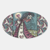 GESCHREVEN WEEPENDE VALENTIJN, GOTHIC VOOR METERE  OVALE STICKER (Voorkant)