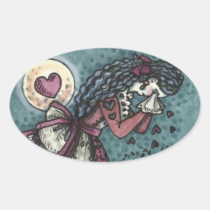 GESCHREVEN WEEPENDE VALENTIJN, GOTHIC VOOR METERE OVALE STICKER