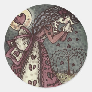 GESCHREVEN WEEPENDE VALENTIJN, GOTHIC VOOR METERE  RONDE STICKER