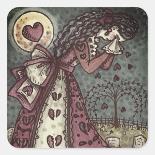 GESCHREVEN WEEPENDE VALENTIJN, GOTHIC VOOR METERE VIERKANTE STICKER