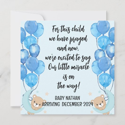 Geschrift Baby Boy Aankondiging Kaart Dit Kind 2 (Voorkant)