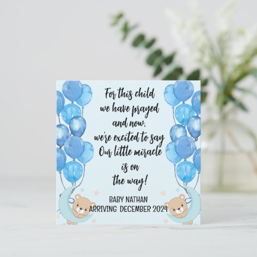 Geschrift Baby Boy Aankondiging Kaart Dit Kind 2 (Staand voorkant)