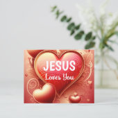 Geschrift begroeting bericht Kaart Jesus Loves You (Staand voorkant)