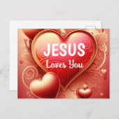 Geschrift begroeting bericht Kaart Jesus Loves You (Voorkant / Achterkant)