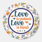 Geschrift Bloemenliefde is geduldig, liefde is vri Magneet (Voorkant)