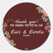 Geschrift bruiloft dank u Sticker (Voorkant)