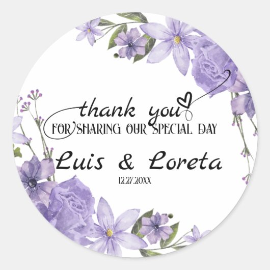 Geschrift bruiloft dank u Sticker (Voorkant)