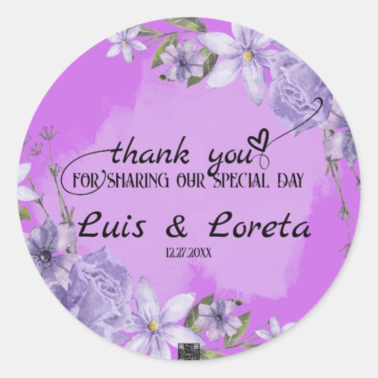 Geschrift bruiloft dank u Sticker (Voorkant)