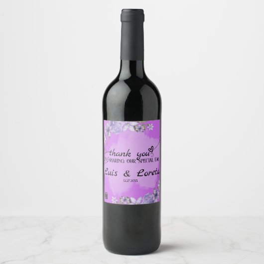 Geschrift bruiloft wijn fles label etiket (Voorkant)