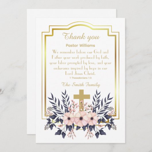 Geschrift Dank u Pastor Waardering Kaart (Voorkant / Achterkant)