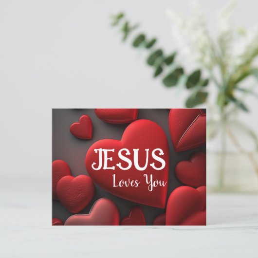 Geschrift Groet Post Kaart Jesus Loves You 2 (Staand voorkant)