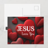 Geschrift Groet Post Kaart Jesus Loves You 2 (Voorkant / Achterkant)