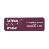 Geschrift Plum Bruiloft retour adres Etiket (Voorkant)