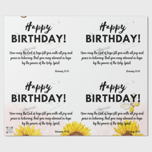 Geschrift Verjaardag Wrapping Papier (Vlak)