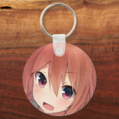 Geschrokken anime meisje roodharige barnsteen ogen sleutelhanger (Voorkant)