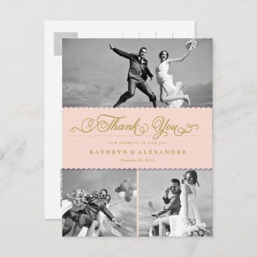 Geschrokken band en scriptweduwschap Dank u Briefkaart (Voorkant / Achterkant)