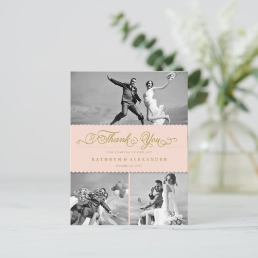 Geschrokken band en scriptweduwschap Dank u Briefkaart (Staand voorkant)