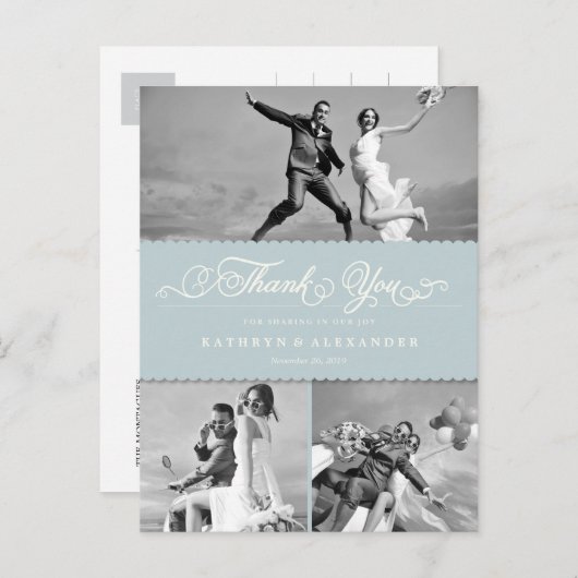 Geschrokken band en scriptweduwschap Dank u Briefkaart (Voorkant / Achterkant)