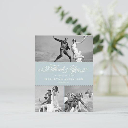 Geschrokken band en scriptweduwschap Dank u Briefkaart (Staand voorkant)