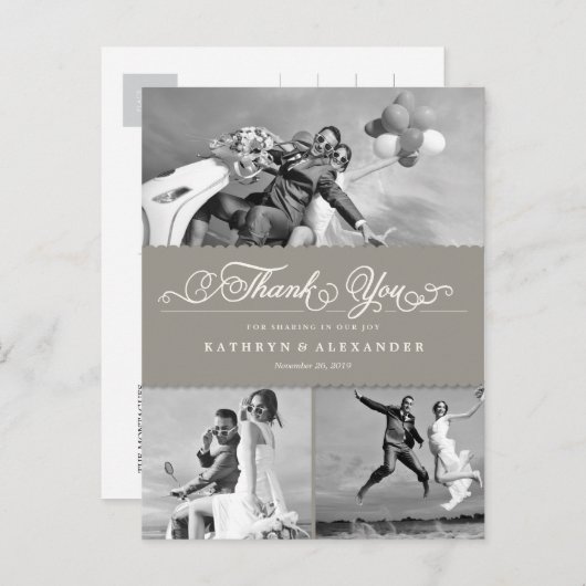 Geschrokken band en scriptweduwschap Dank u Briefkaart (Voorkant / Achterkant)