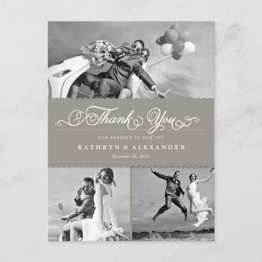 Geschrokken band en scriptweduwschap Dank u Briefkaart (Voorkant)