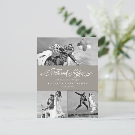 Geschrokken band en scriptweduwschap Dank u Briefkaart (Staand voorkant)