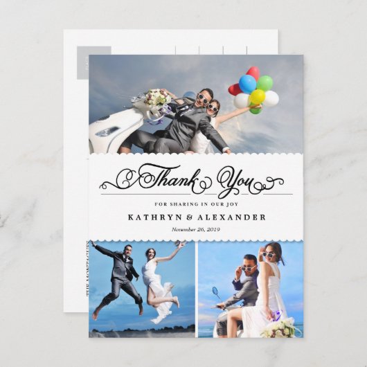 Geschrokken band en scriptweduwschap Dank u Briefkaart (Voorkant / Achterkant)