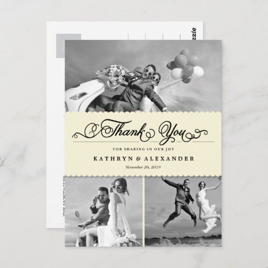 Geschrokken band en scriptweduwschap Dank u Briefkaart (Voorkant / Achterkant)