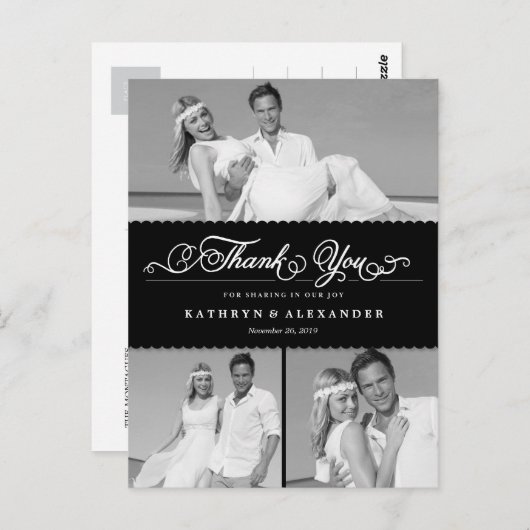 Geschrokken band en scriptweduwschap Dank u Briefkaart (Voorkant / Achterkant)