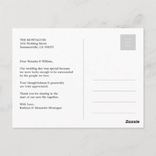 Geschrokken band en scriptweduwschap Dank u Briefkaart (Achterkant)