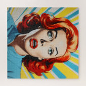 Geschrokken vrouw Pop Art Legpuzzel (Horizontaal)
