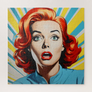 Geschrokken vrouw Pop Art Legpuzzel