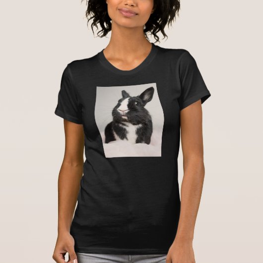 Geschrokken zwart-wit konijn t-shirt (Voorkant)
