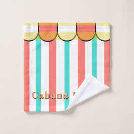 Geschulpte Cabana Koraal Turquoise Witte Strepen Bad Handdoek