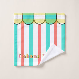 Geschulpte Cabana Turquoise Koraal Witte Strepen Bad Handdoek